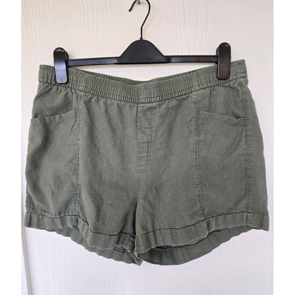 Old Navy Linen Blend High Rise‎ Elastic Waist Shorts L Vacation Coastal Classic